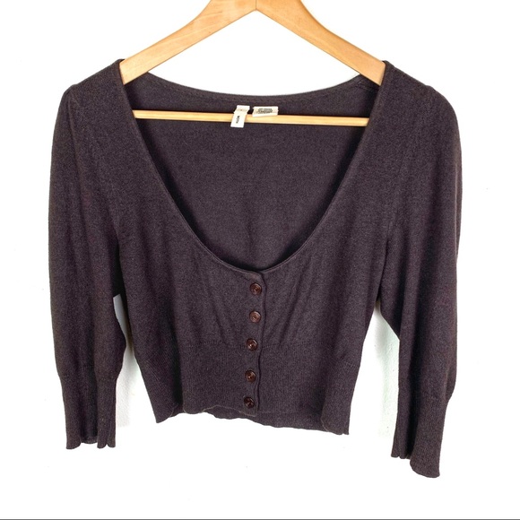 Anthropologie Sweaters - Anthropologie Moth Brown Cropped Cardigan Medium